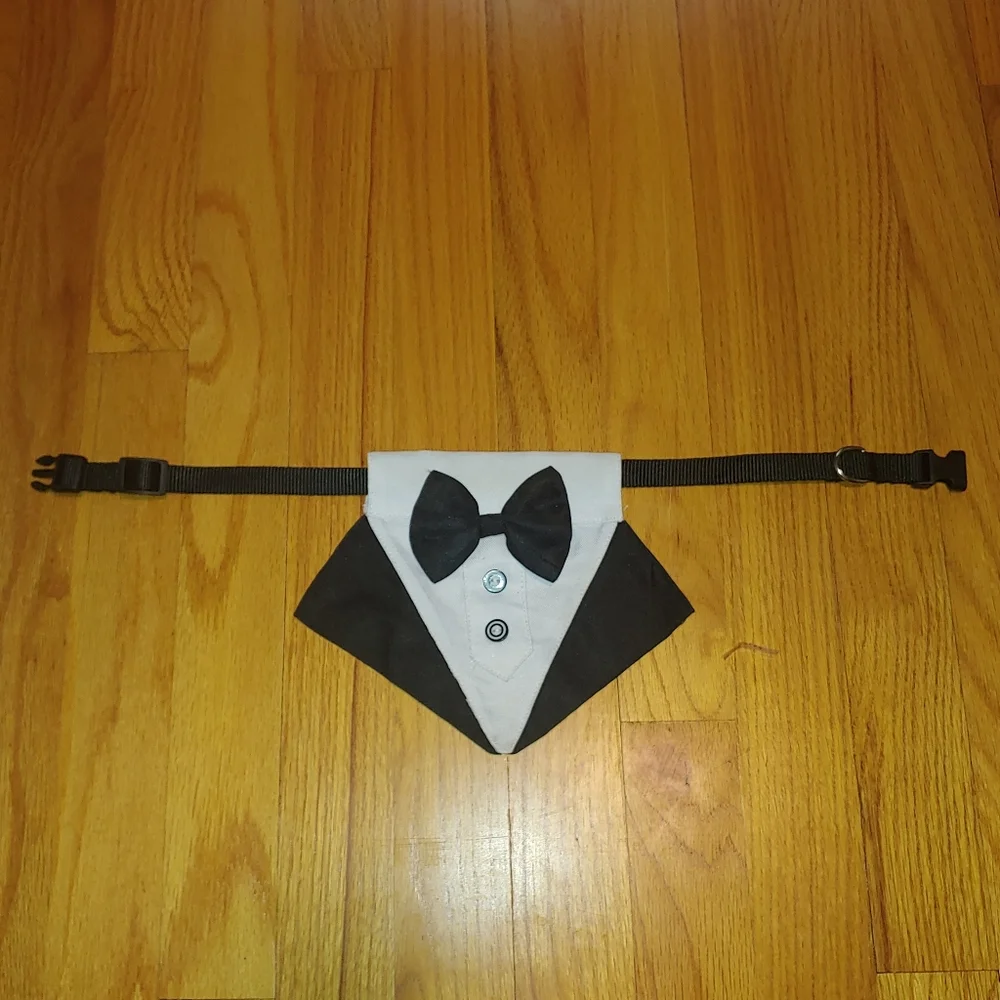 DOG MEDIUM Removable Tuxedo Collar Pet Wedding Black Tie Affair Dress Code